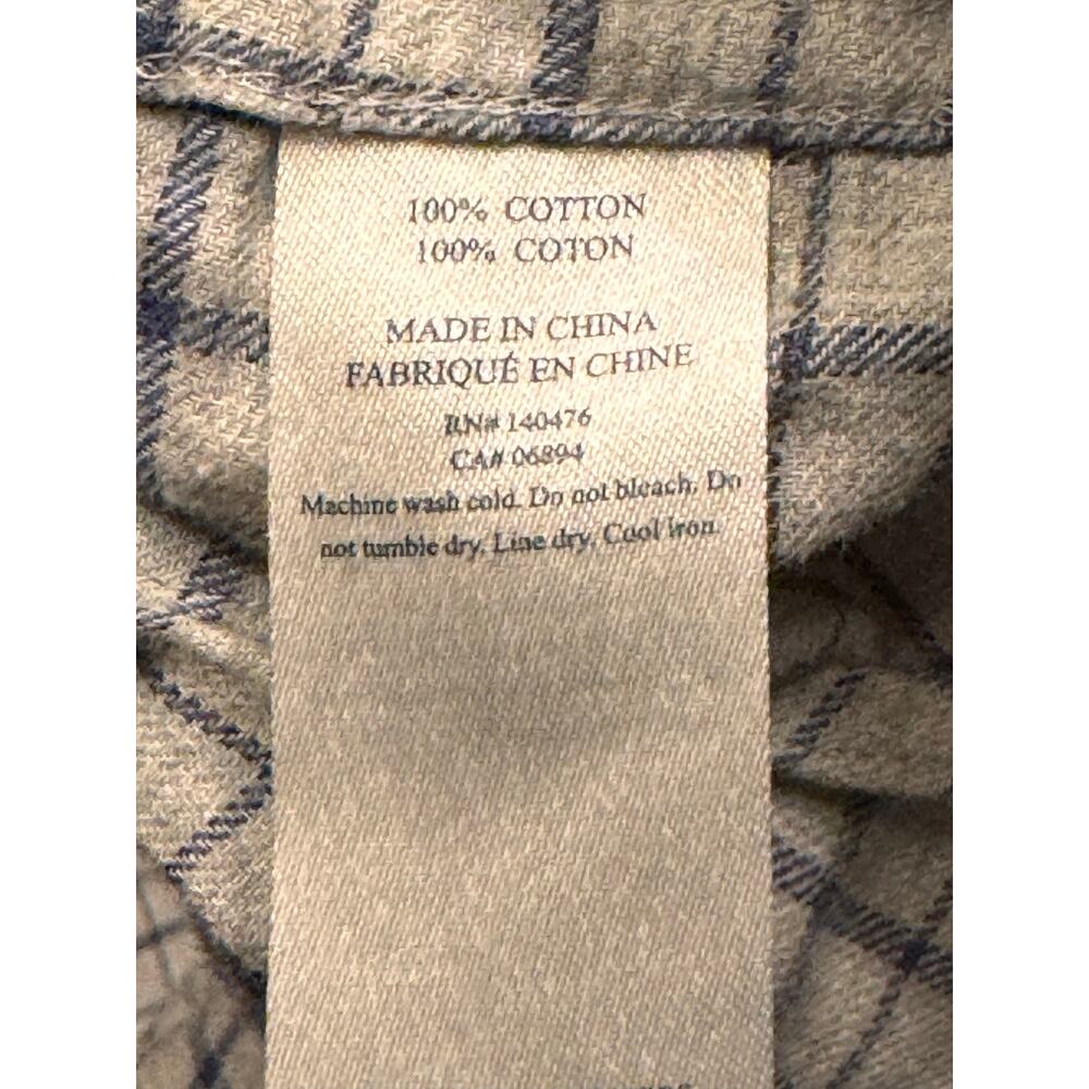 M Faherty Shirt Mens Gray Blue Check Cotton Long Sleeve Button Down - Picture 10 of 10